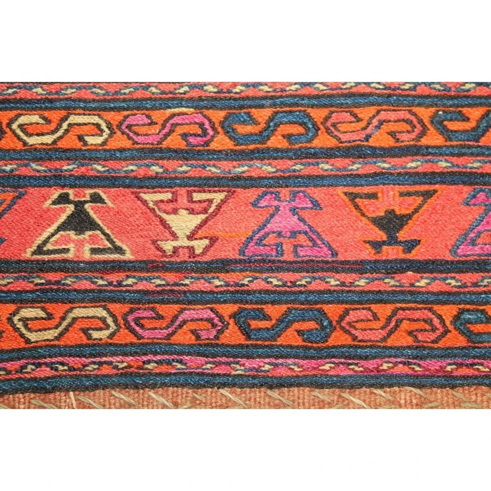 Antique 19thC Soumak Mafrash Panel Nomadic Cargo Bag Face 18x35